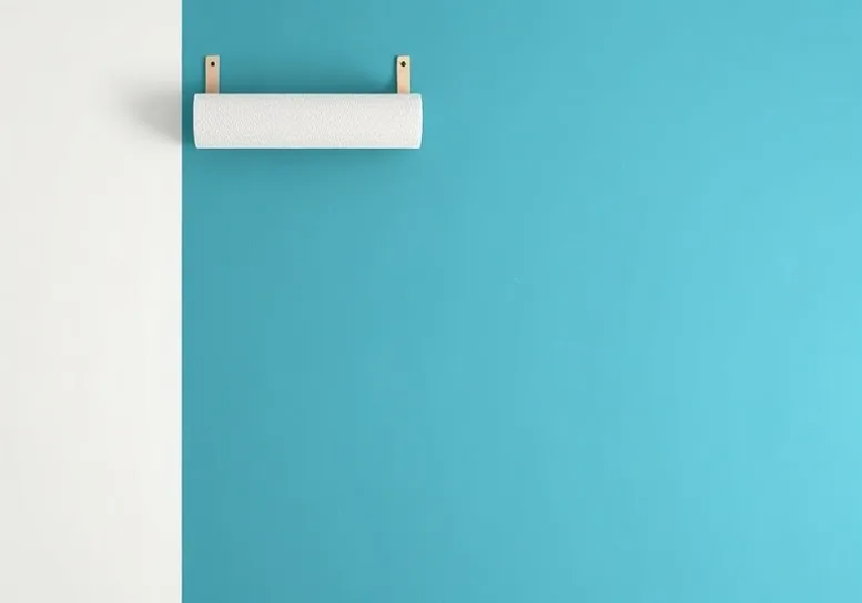 Pose de papier peint, rouleau et brosse à maroufler
